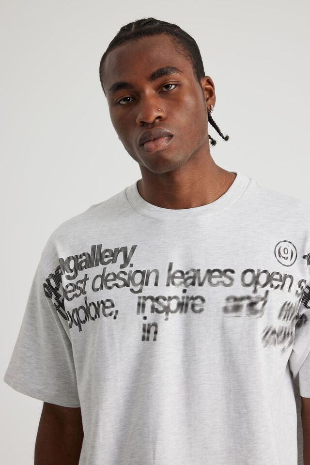 Open Gallery Box Fit Tshirt, OG SILVER MARLE/FRONT TEXT
