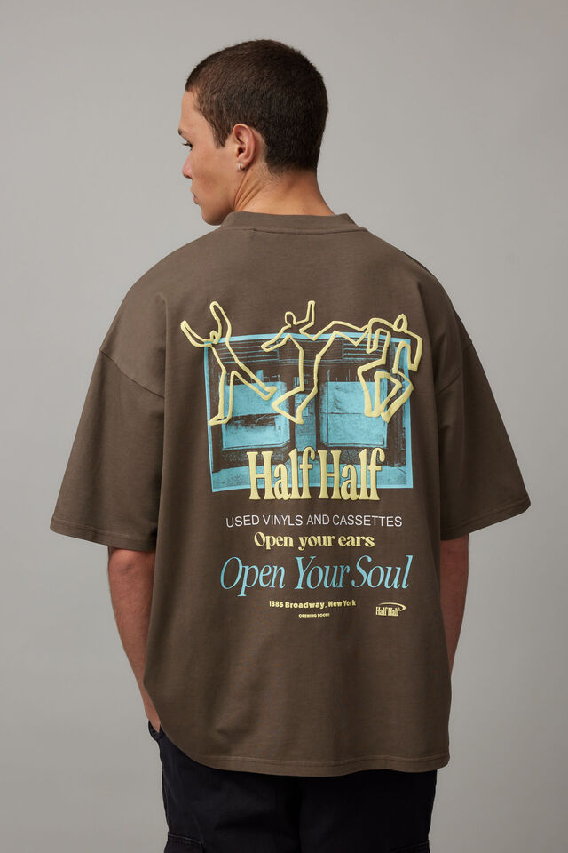 Heavy Weight Box Fit Graphic Tshirt, HH WASHED CEDAR/OPEN YOUR SOUL