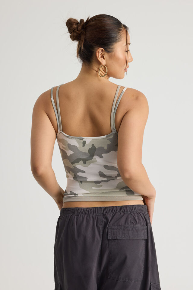 Layered Graphic Cami, WASHED CAMO/ANGEL 888
