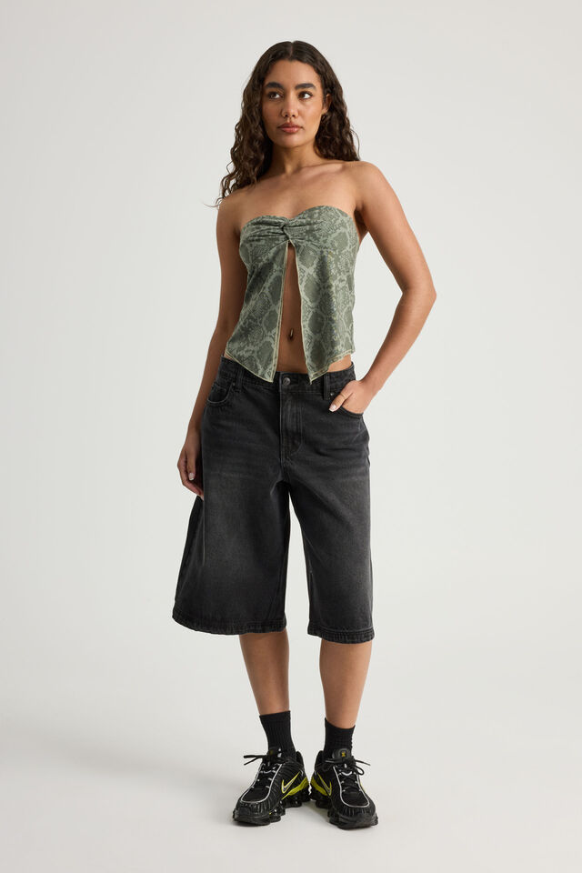 Knot Front Split Bandeau, SNAKE SKIN