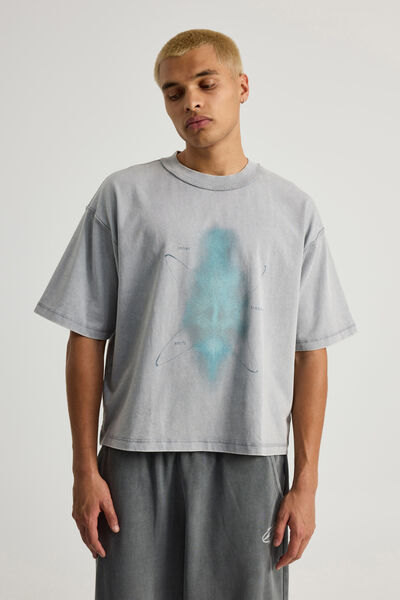 Notion Boxy Cropped Heavyweight Tshirt, NTN WASHED CONCRETE/FREQUENCY SHIFT