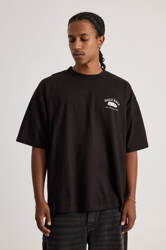 Half Half Heavyweight Box Fit Graphic Tshirt, HH BLACK/USED CARS