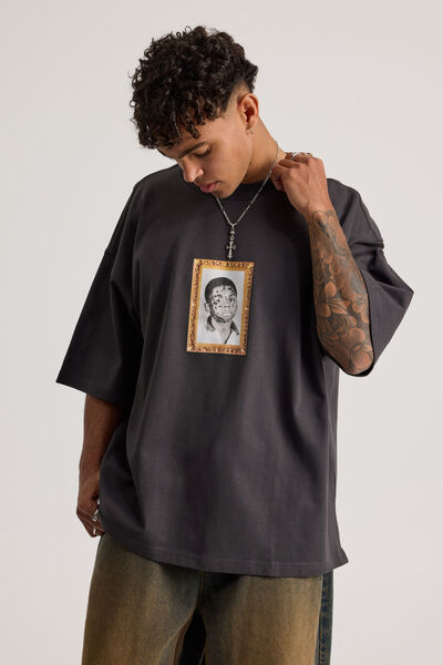 Heavy Weight Music Merch T Shirt, LCN BRA LIL WAYNE SLATE/FRAMED UP
