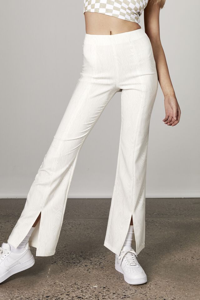 Split Front High Waisted Pant, STONE WHIRLPOOL