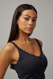 Lace Trim V Neck Tank, WASHED NAVY - alternate image 4