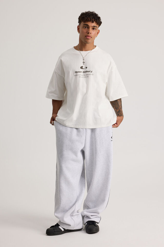 Open Gallery Baggy Track Pant, OG SILVER MARLE/PIPING