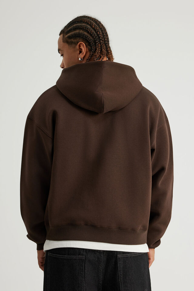 Authentics Boxy Zip Thru Hoodie, WALNUT