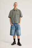 Half Half Boxy Cropped Short Sleeve Shirt, NAVY GREEN CHECK/HH PILL - alternate image 2