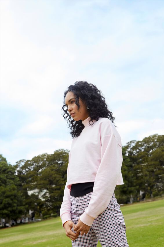 Mock Neck Raw Edge Jumper, CRADLE PINK
