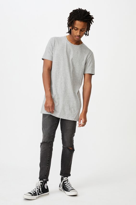 Raw Hem Skinny Leg Jean, WASHED BLACK