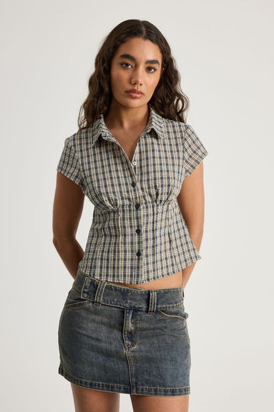 Short Sleeve Fitted Shirt, HARBOR CHECK