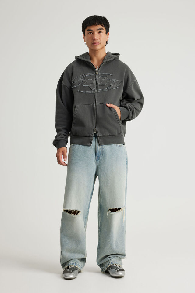 Notion Zip Thru Hoodie, NTN WASHED BLACK/NTN LOGO