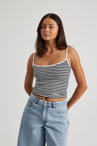 Jersey Cami, BLACK/WHITE STRIPE