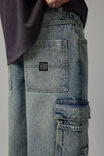 Half Half Baggy Cargo Jean, TINTED INDIGO - alternate image 6