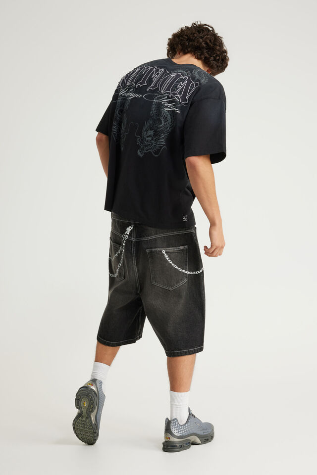 Notion Vintage Graphic Tshirt, NTN WASHED BLACK/SYMMETRICAL DRAGONS