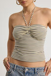 Ruched Front Bandeau Halter, DAFFODIL STRIPE - alternate image 4