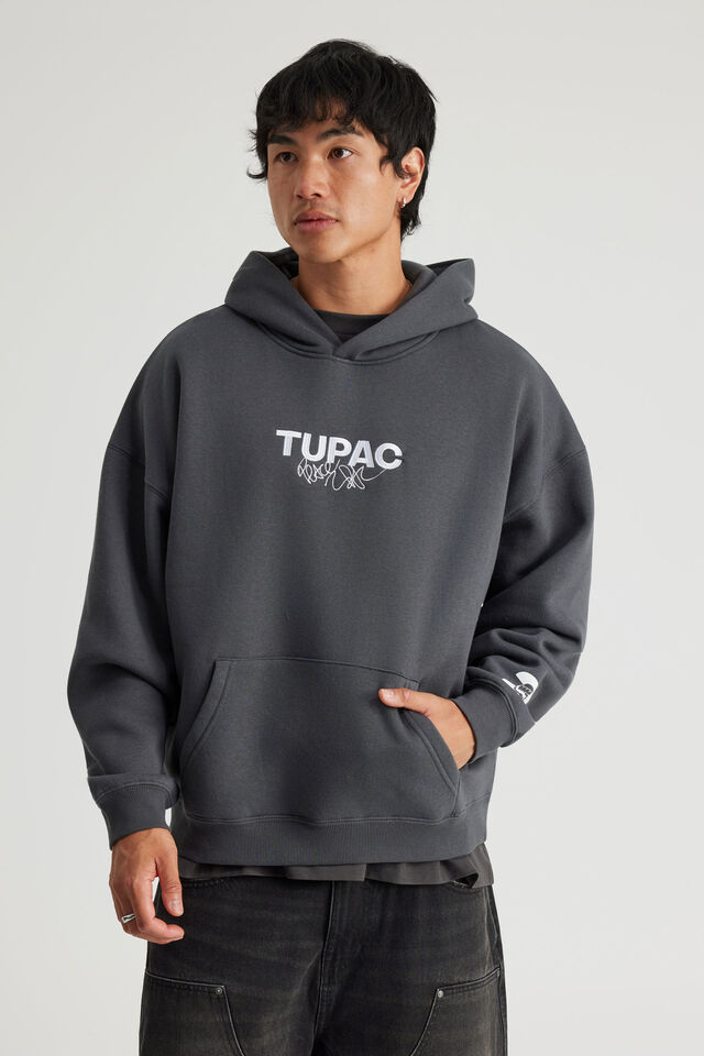 Music Merch Hoodie, LCN BRA SLATE/TUPAC BOLD