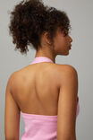 Split Front Knit Halter Top, BUBBLEGUM PINK - alternate image 5