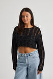 Alana Knit Crop Jumper, BLACK - alternate image 1