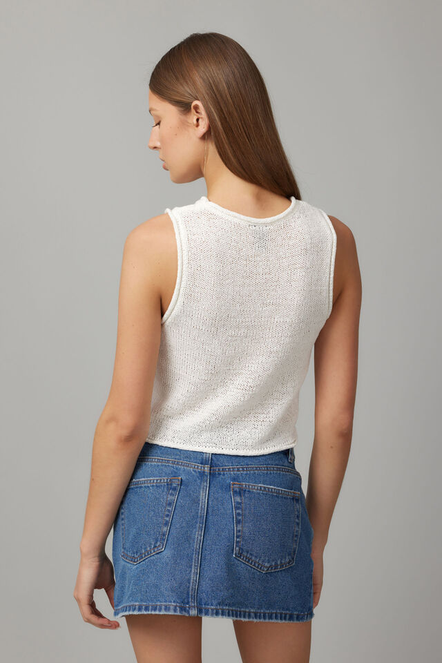 Ivy Knit Tank, WHITE