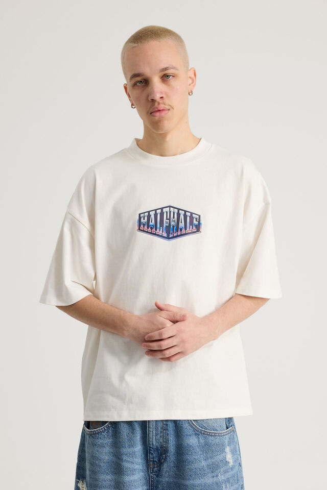 Half Half Heavyweight Box Fit Graphic Tshirt, HH CLOUD/HALF HALF CHROME