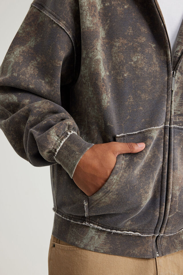 Notion Zip Thru Hoodie, NTN WASHED ABSTRACT DYE CAMO/RAW