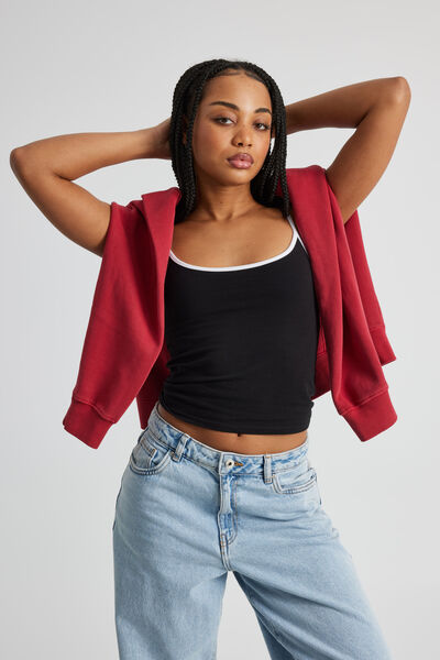 Jersey Cami, BLACK/WHITE