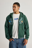 Sonic X Half Half Zip Thru Hoodie, LCN SEG WASHED GREEN/SONIC AND TAILS BUBBLE - alternate image 3