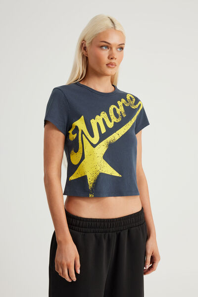 Graphic Baby Tee, SEAL/AMORE