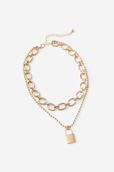 Girls Chunky Necklace 2Pk, CHUNKY TWIST LOCKET