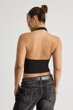 Zip Front Halter Top, BLACK - alternate image 3