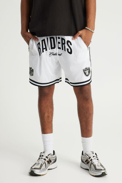 Nfl Basketball Short, LCN NFL WHITE STRIPE / RAIDERS GOTHIC