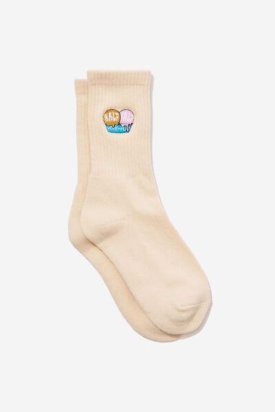 Unisex Rib Sock - Extra, HALF HALF BEIGE ICE CREAM