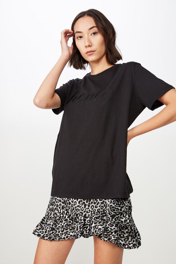 Relaxed Graphic T Shirt, BLACK/HONEY