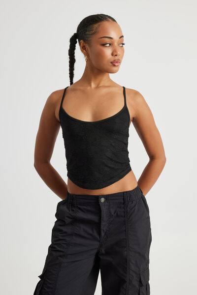 Emery Lace Cami, BLACK