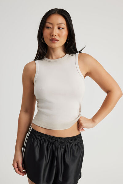 High Neck Tank, WASHED DOVE GREY