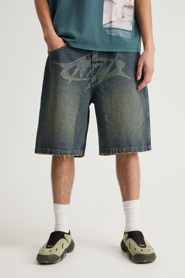 Notion Relaxed Baggy Denim Short, GOLD RUSH INDIGO