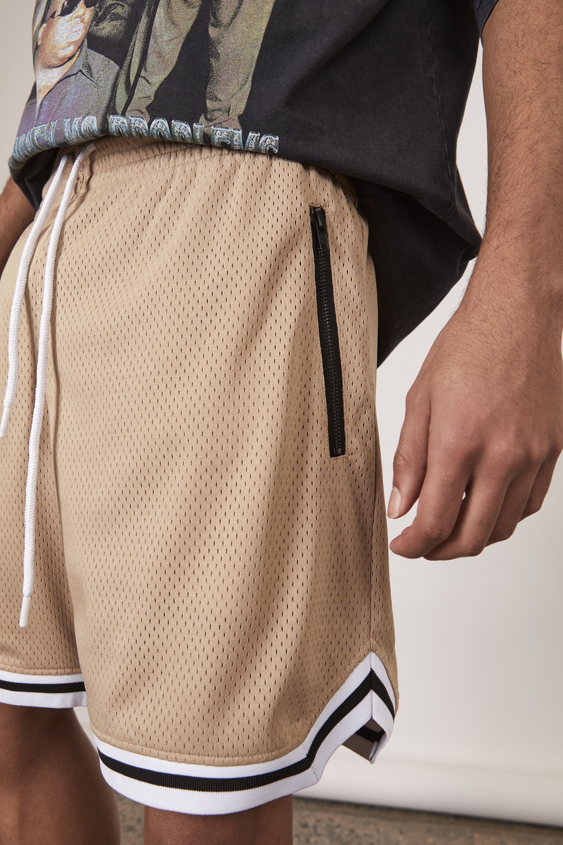 tan basketball shorts
