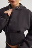 Notion Corset Zip Through Hoodie, NTN WASHED BLACK/EYELET - alternate image 4