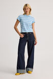 Short Sleeve Fitted Polo, ALBA STRIPE/AIRY BLUE - alternate image 2