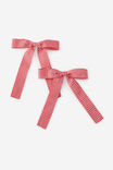 Ribbon Hair Clips 2Pk, RED GINGHAM - alternate image 1