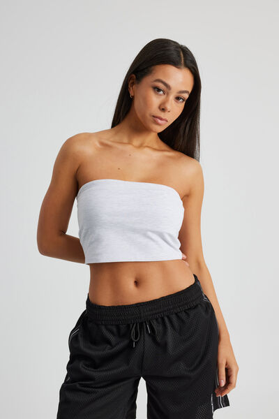 Crop Jersey Bandeau, SILVER MARLE