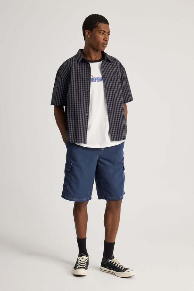 Half Half Short Sleeve Shirt, HH EBONY CHECK