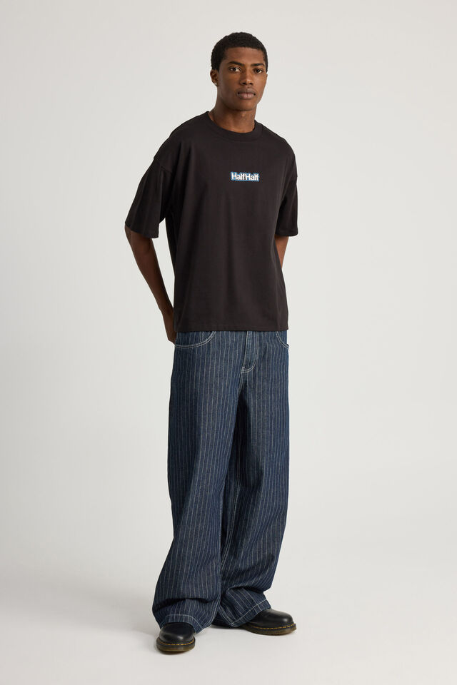 Half Half El Grande Baggy Jean, CLEAN RAW PINSTRIPE