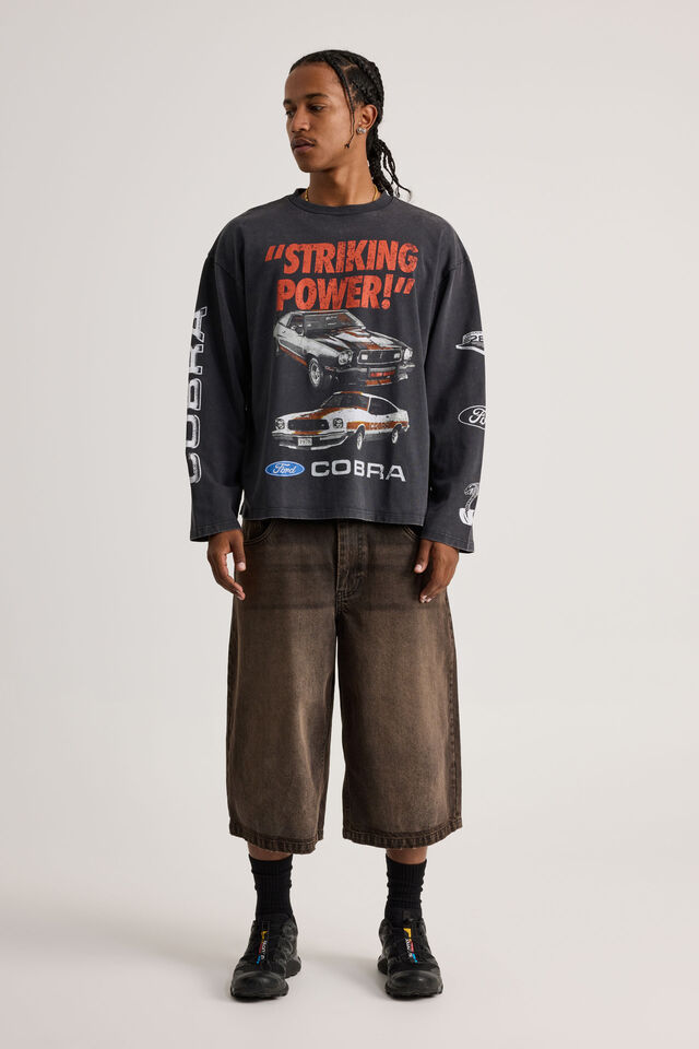 Ford Long Sleeve Tshirt, LCN FOR WASHED BLACK/COBRA ALL OVER