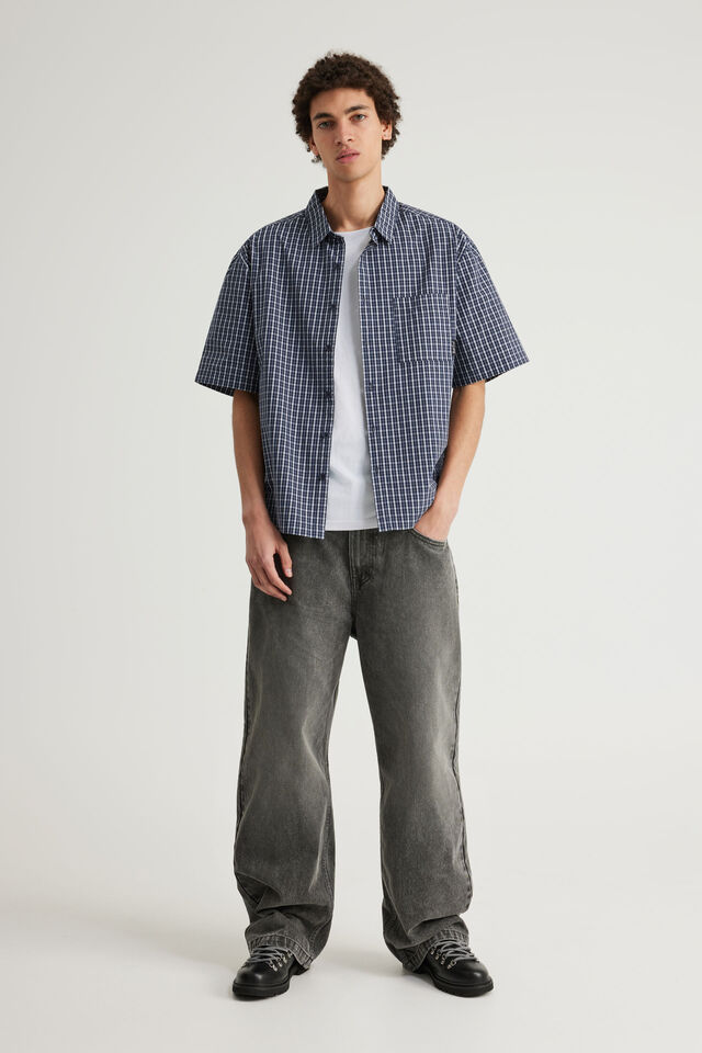 Half Half Short Sleeve Shirt, HH SUPREME BLUE CHECK