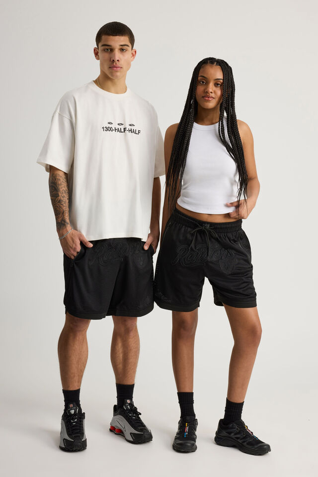 Nfl Basketball Short, LCN NFL BLACK/RAIDERS BLACK STEALTH