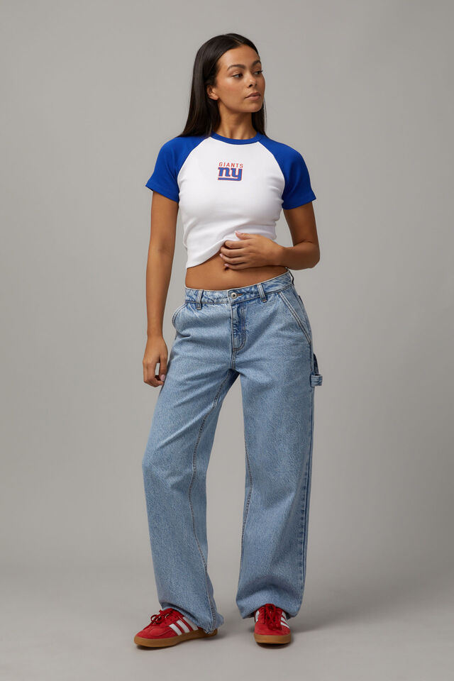 Nfl Raglan Fitted Graphic Tee, LCN NFL WHITE/GIANTS
