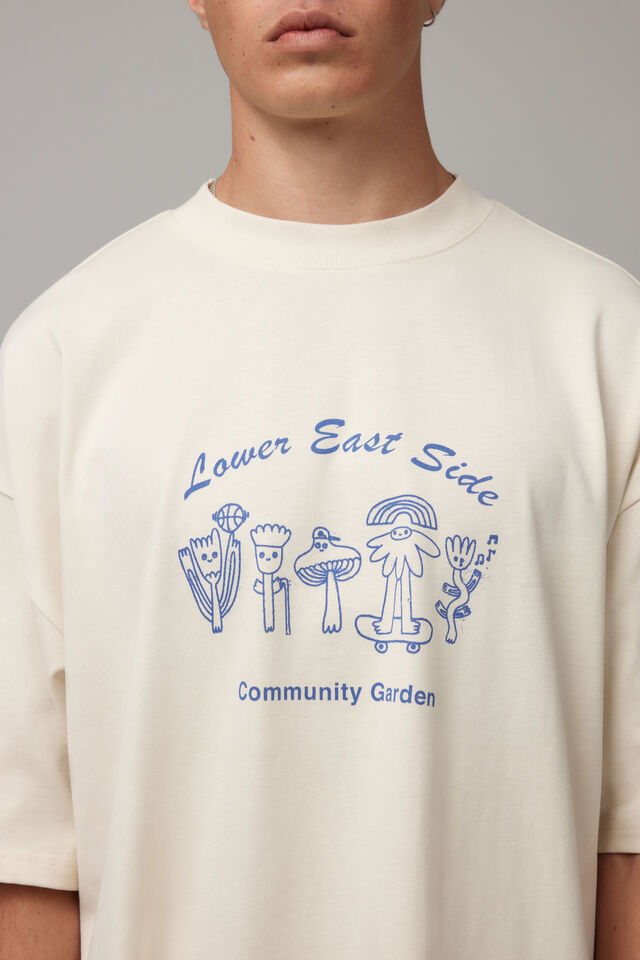 Half Half Heavyweight Box Fit Graphic Tshirt, OG OFF WHITE/COMMUNITY GARDEN