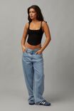 Denim Ribbon Corset, BLACK - alternate image 4